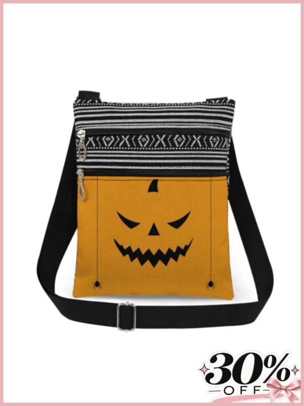 Halloween Evil Pumpkin Crossbody Bag Spider Web Print